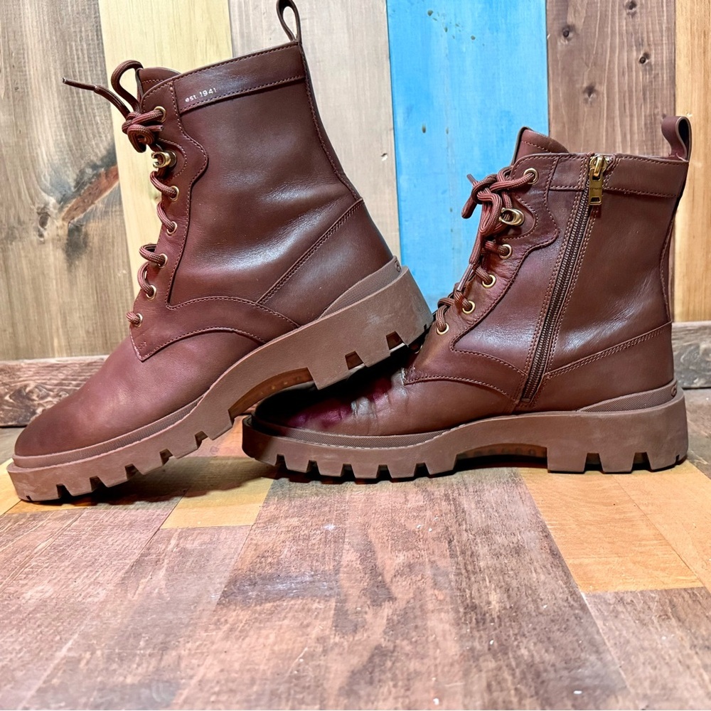 Coach Men’s Brown Leather Combat Boots – Style CC837 – Size 11D (US) - Picture 2 of 10